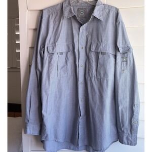 Insect Shield Men's L Fishing Hiking Shirt Gray Vented Bug Repellent Button Up